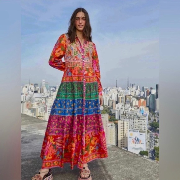 FARM Rio Dresses & Skirts - 🏷️ NWT | 🦜FARM RIO Mixed Border Print Maxi Dress
